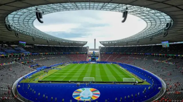 Berlin Olympiastadion with Euro 2024 signage