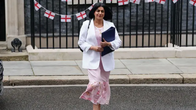 Shabana Mahmood crosses the road in front of 10 Downing Street