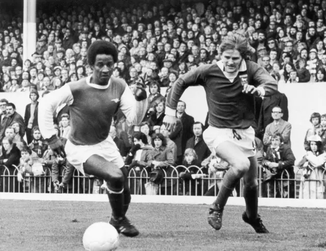 Brendan Batson playing for Arsenal