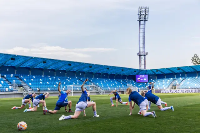 Scottish players warm up