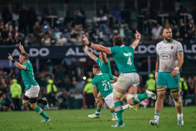 Ireland celebrate their win