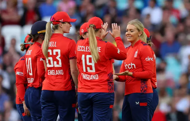 Sarah Glenn celebrates a wicket