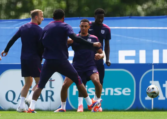 England players in training