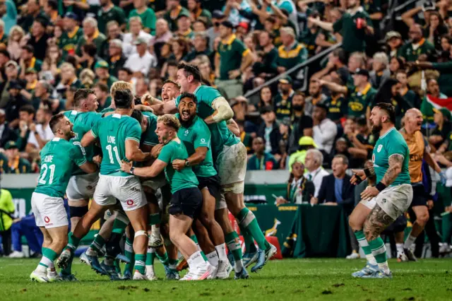 Ireland's substitutes celebrate