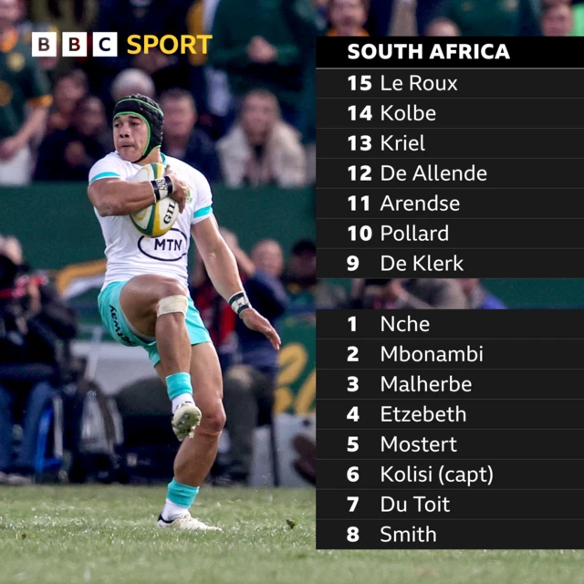 South Africa team to face Ireland