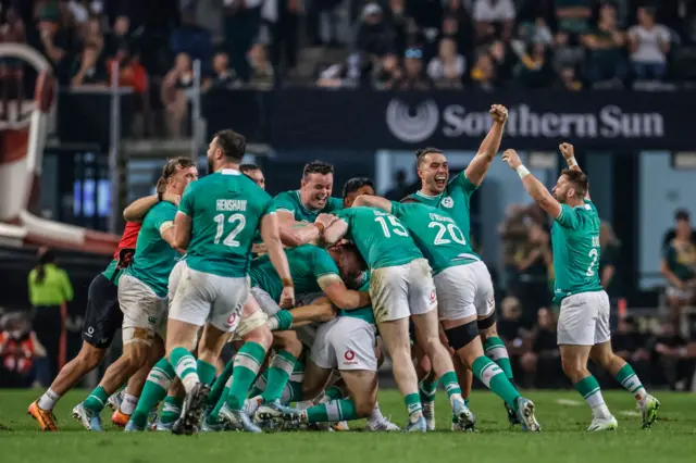 Ireland celebrate beating South Africa