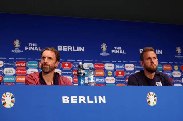 Gareth Southgate and Harry Kane at the Euro 2024 final pre-match news conference