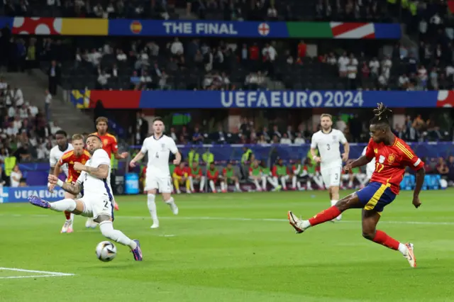 Williams shoots to score the opening goal for Spain