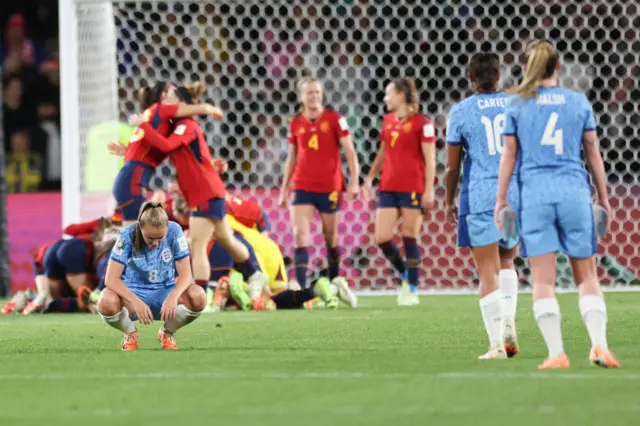 England players react to losing the world cup final