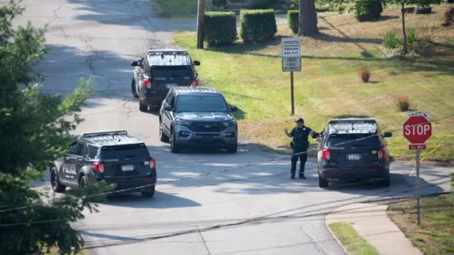 Police are blocking the roads around the gunman's house in Bethel Park