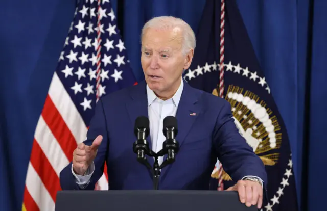 US President Joe Biden speaks to the media