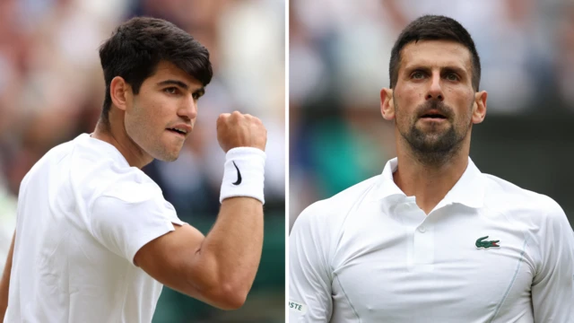 A split picture of Carlos Alcaraz and Novak Djokovic