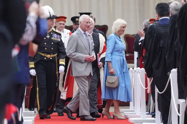 King Charles III and Queen Camilla with Jersey dignitaries