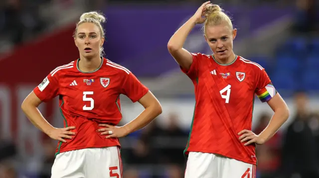 Wales' Rhiannon Roberts and Sophie Ingle