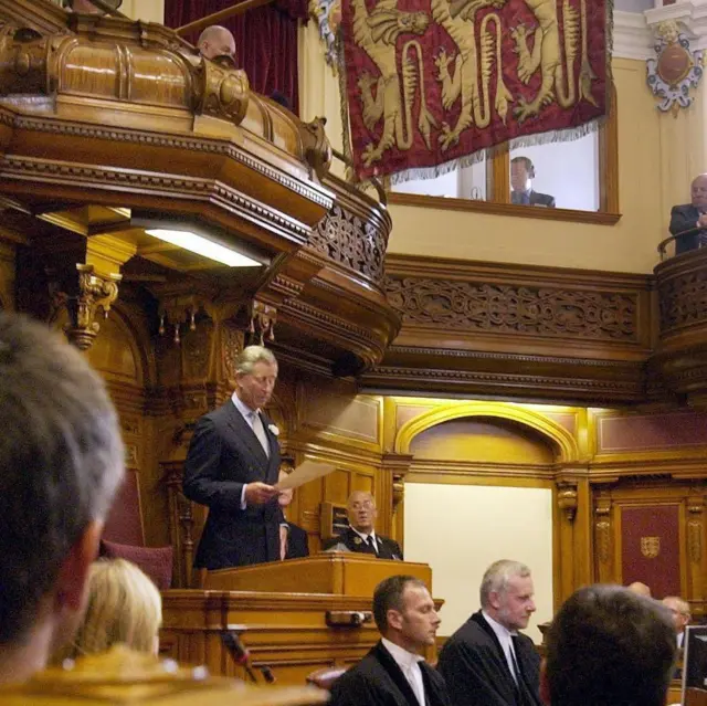 Prince Charles addressing the States of Jersey