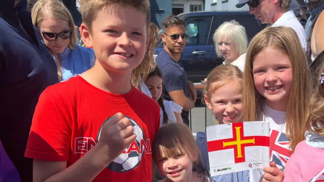 Children at St Peter Port for the royal visit