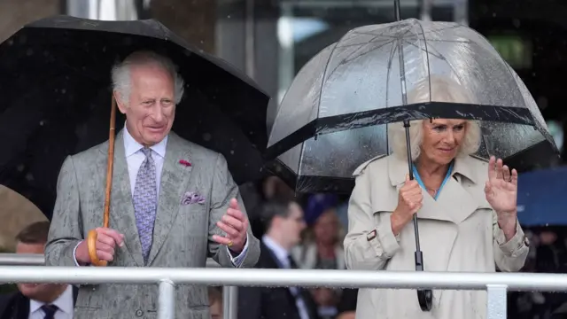 King Charles III and Queen Camilla during the King's Parade at Liberation Square in St Helier, Jersey.