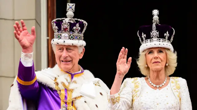 King Charles and Queen Camilla during the coronation