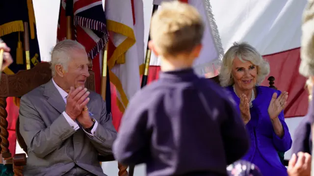 King Charles III and Queen Camilla during a visit to Les Cotils at L'Hyvreuse, in St Peter Port, Guernsey