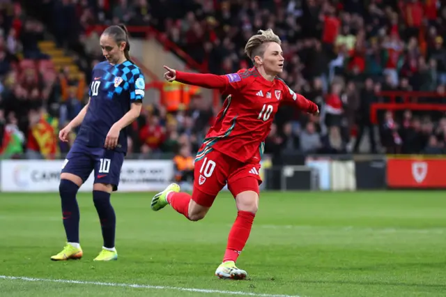 Wales' Jess Fishlock celebrates