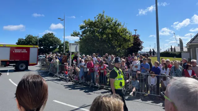 Crowds gathering at St Peter Port