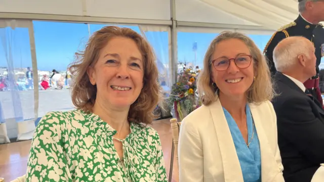 Two women in tent