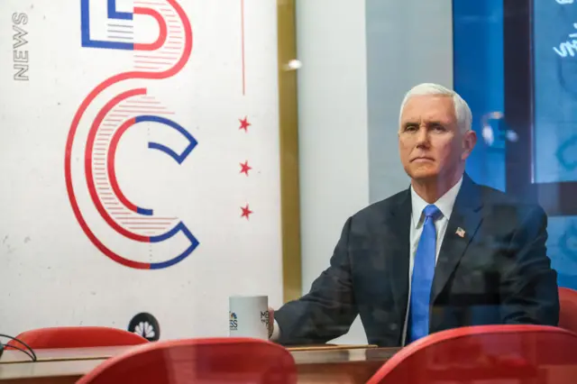 Mike Pence seated for an interview with Meet the Press