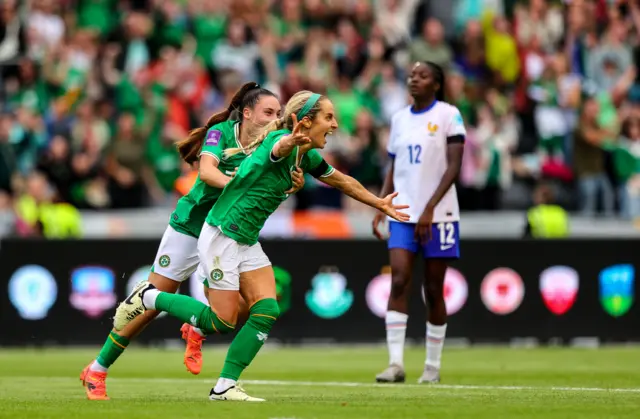 Julie-Ann Russell celebrates her goal