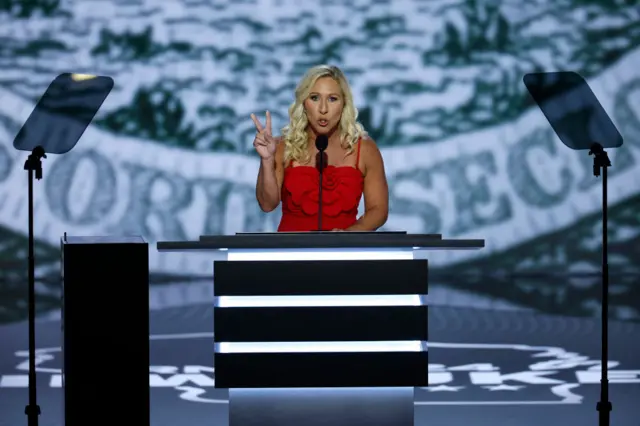 Marjorie Taylor Green speaks at the Republican National Convention