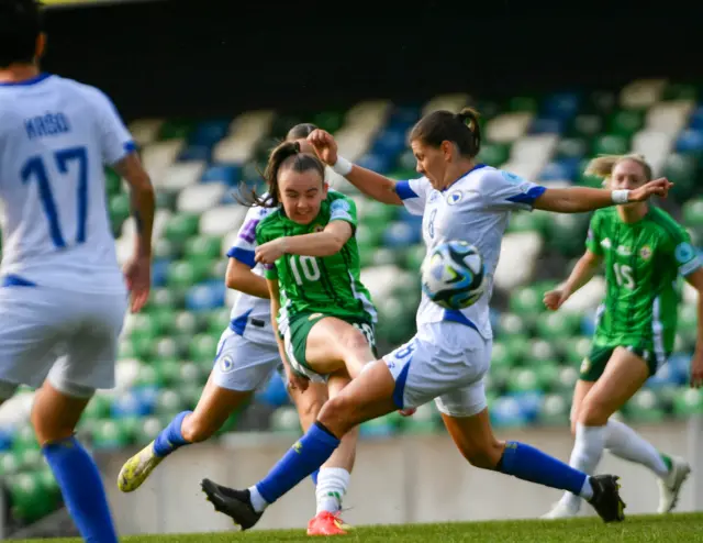 Keri Halliday has a shot on goal