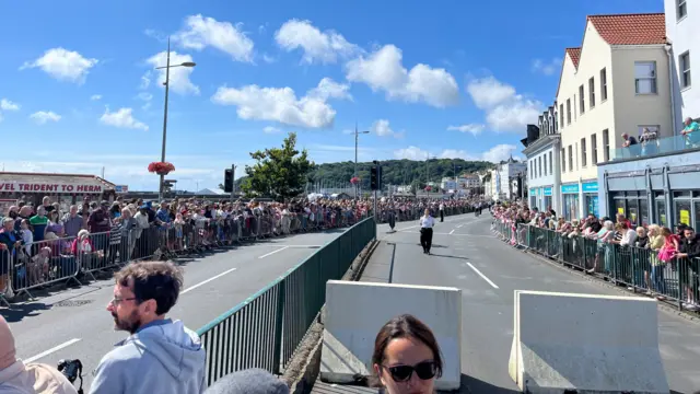 Crowds gathering in St Peter Port