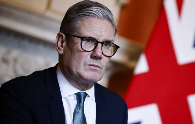 Prime Minister Sir Keir Starmer during his meeting with Defence Secretary John Healey and former Nato chief Lord Robertson of Port Ellen, head of the Government's root-and-branch defence review at 10 Downing Street