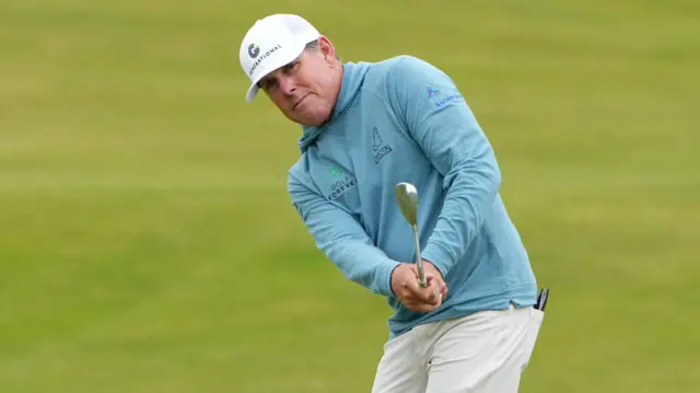 Justin Leonard in action during a practice round