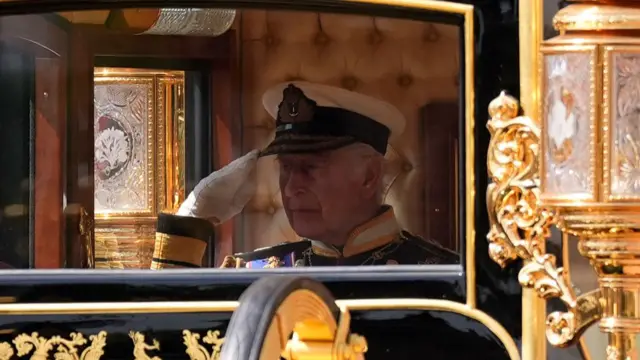 King Charles III salutes the Life Guard