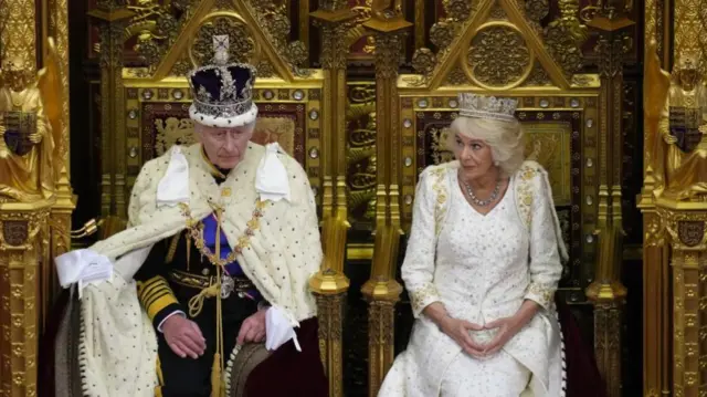 King Charles and Queen Camilla at the State Opening of Parliament last year