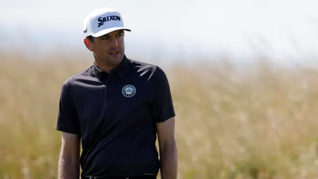 Keegan Bradley looks on during a practice round