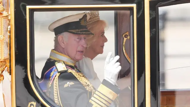 King Charles III and Queen Camilla depart Buckingham Palace