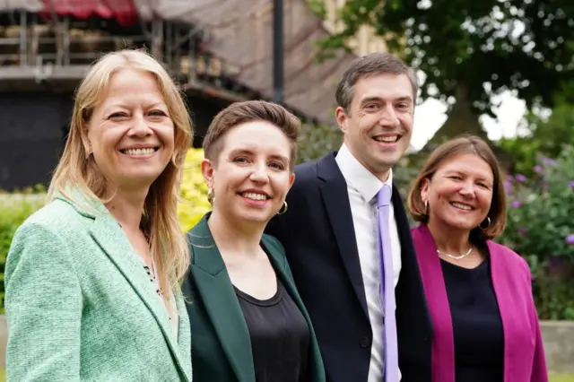 Ellie Chowns (right) with her fellow Green MPs