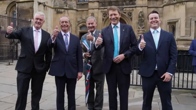 Richard Tice (second from right) and his fellow Reform MPs