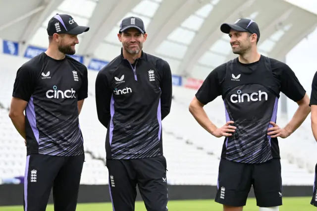 Chris Woakes, James Anderson and Mark Wood