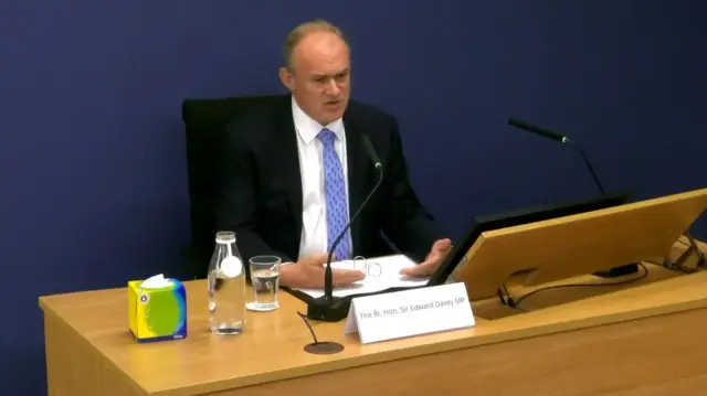 Lib Dem leader Ed Davey gives evidence at the inquiry.