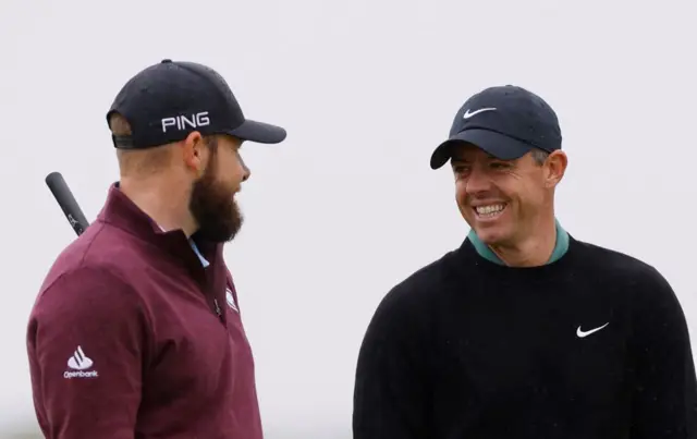 Tyrrell Hatton (left) and Rory McIlroy (right)