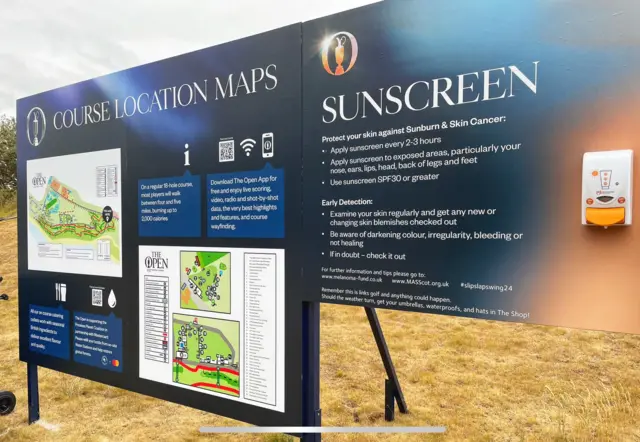 Sunscreen dispenser at The Open