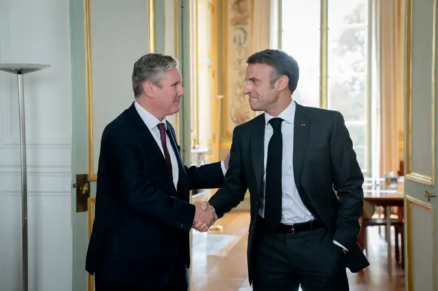 Emmanuel Macron welcomed Sir Keir Starmer at Elysee Palace