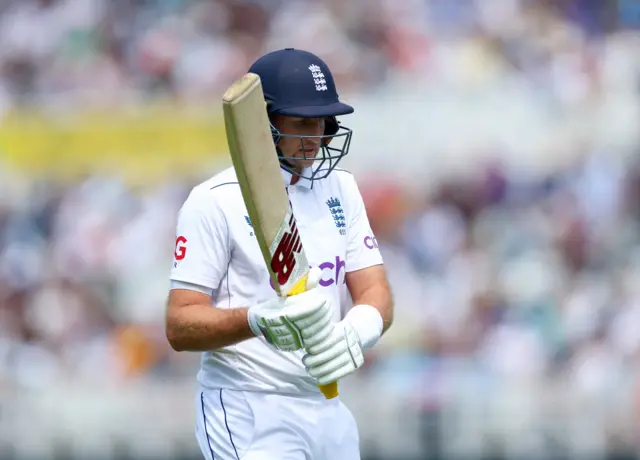 Joe Root walks off after being dismissed