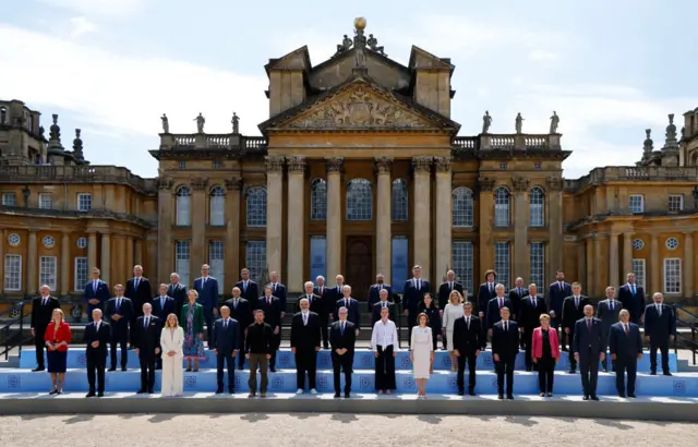 Leaders at the European Political Community summit outside Blenheim Palace.