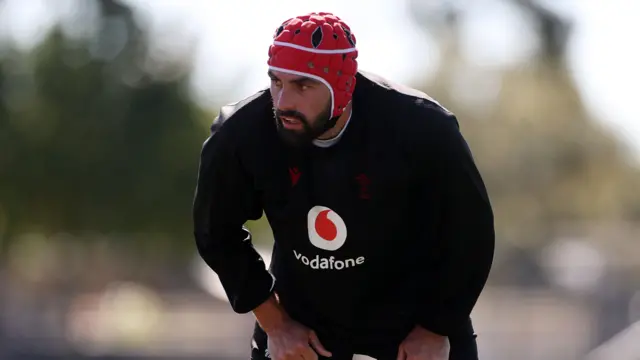 Cory Hill in training for Wales