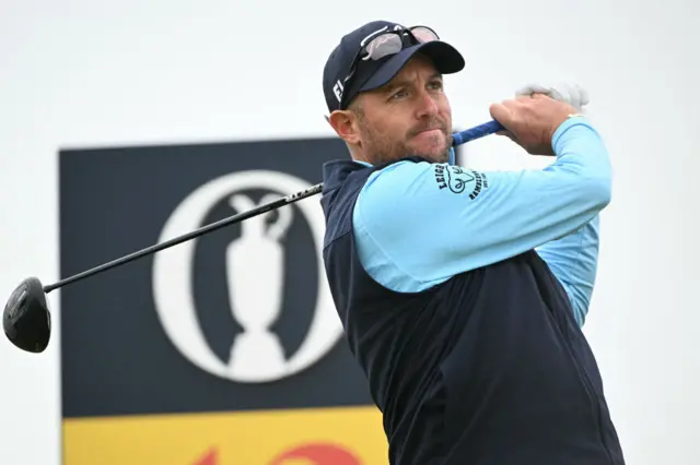 Matthew Southgate hits a tee shot at Royal Troon