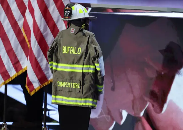 The firefighter outfit of Corey Comperatore who died during the attempted assassination of Donald Trump