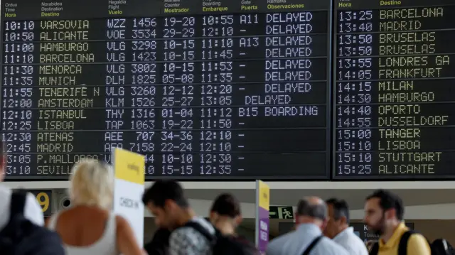 Bilbao airport in Spain earlier today